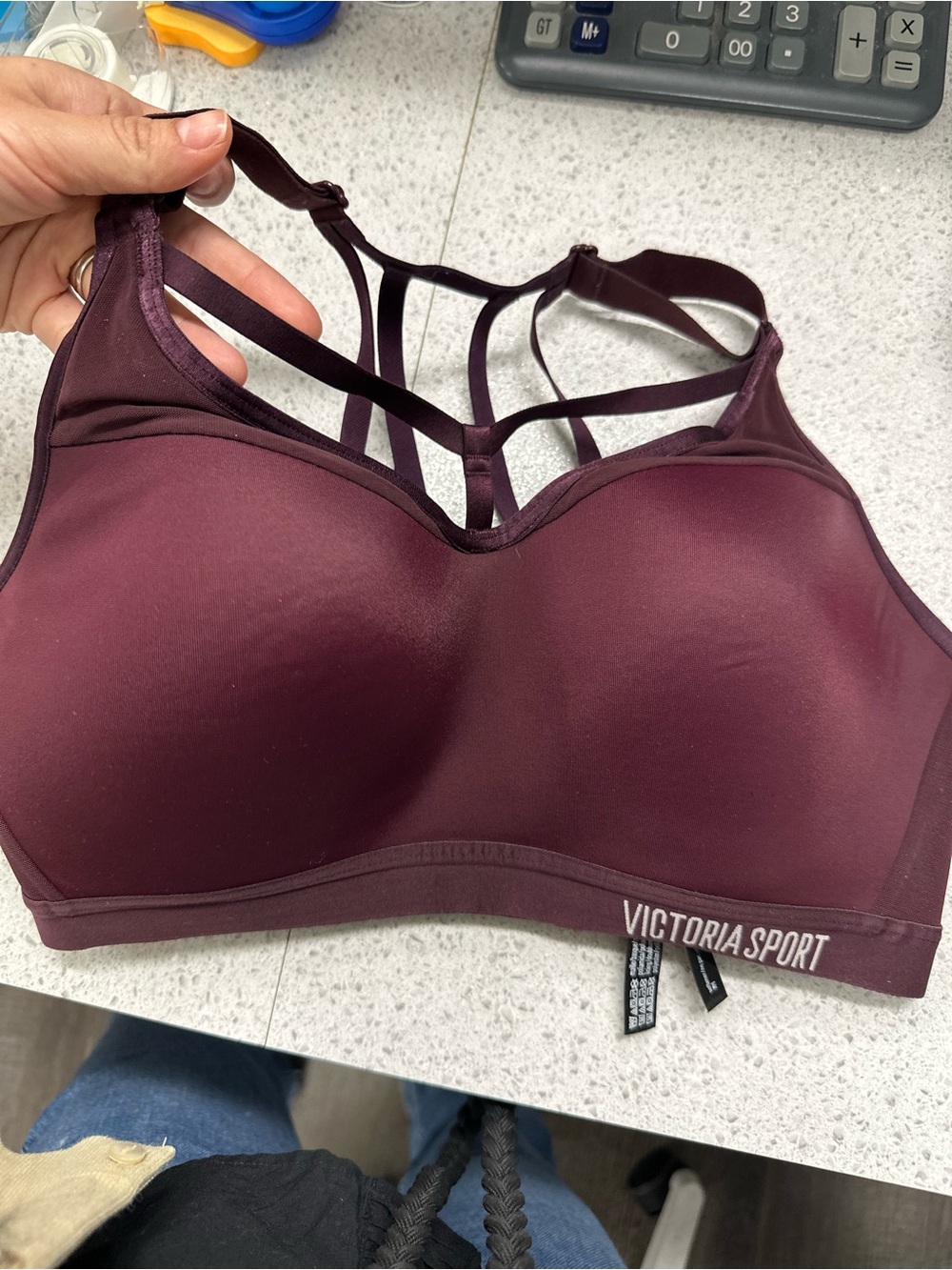 Victoria Sport Strappy Light-Impact Sports Bra in Burgundy